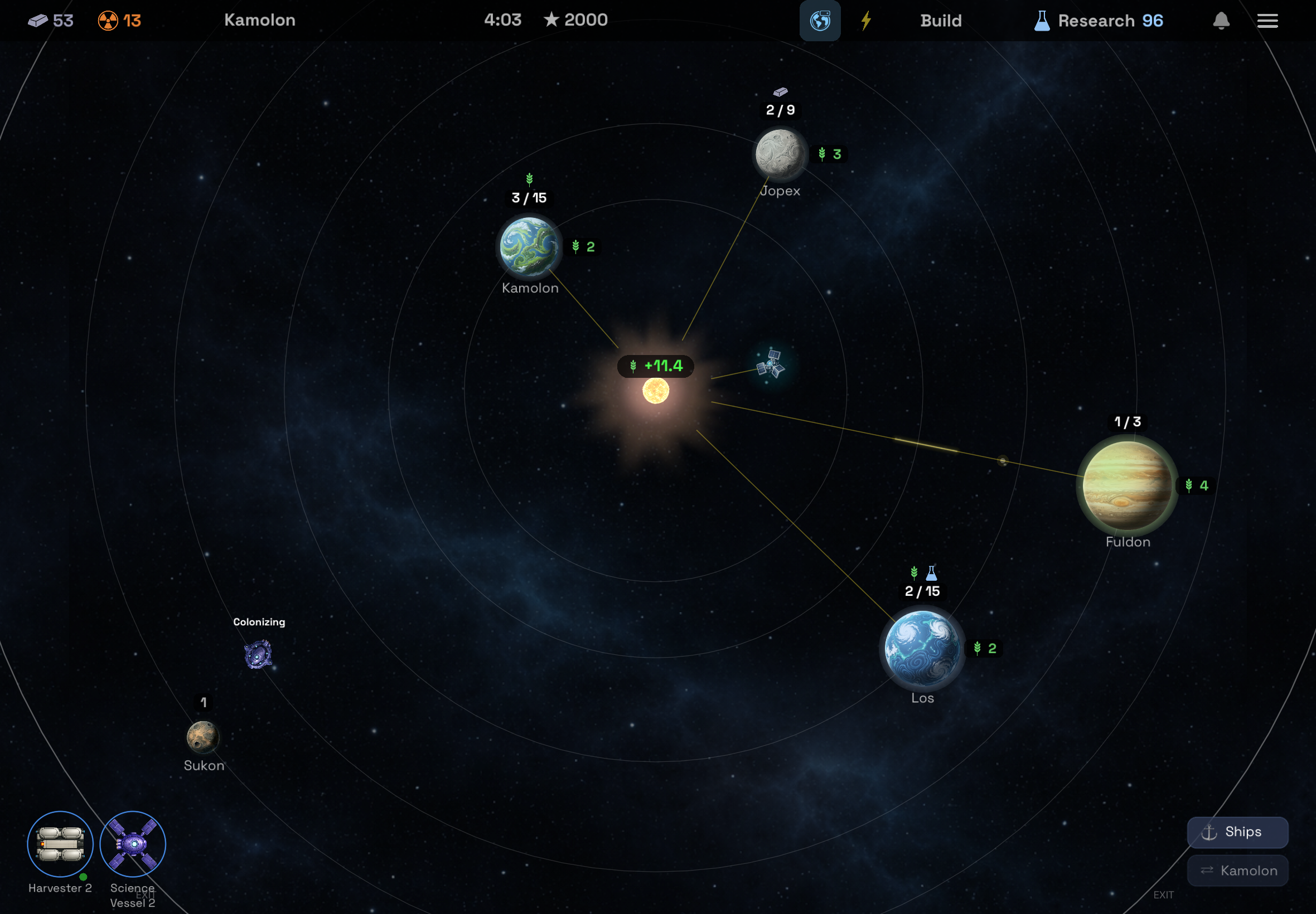 iPad — economy overview with resource flows
