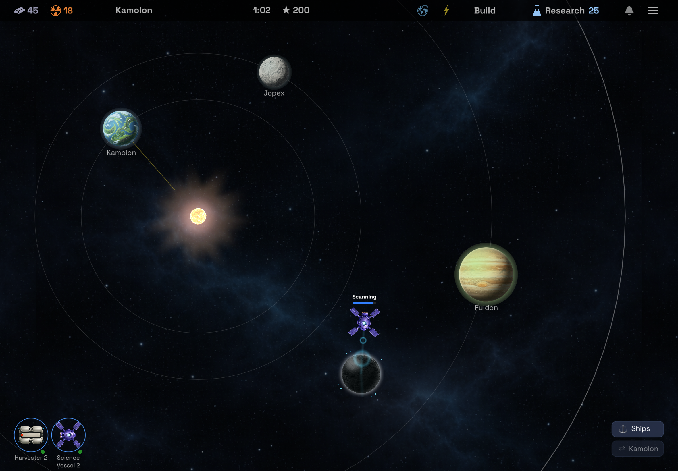 iPad — planet scan view showing surface composition and resource yields